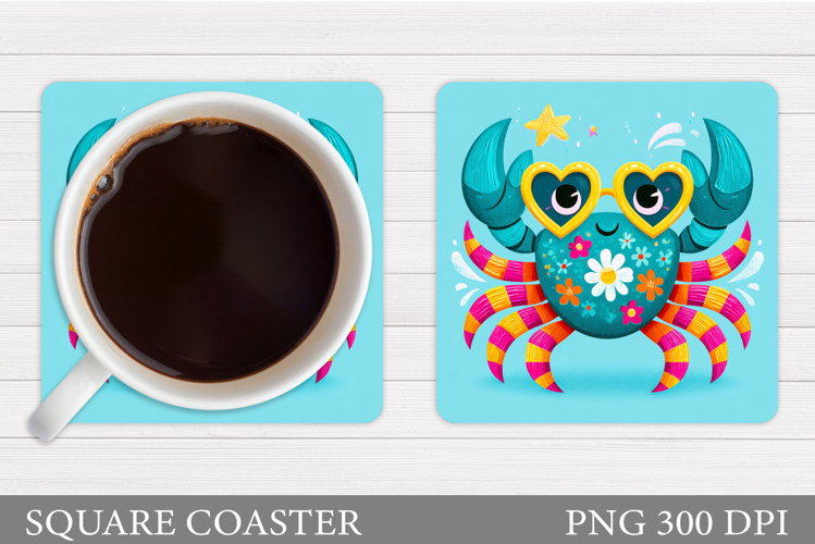 Cute Crab Coaster Design. Cute Crab Sublimation