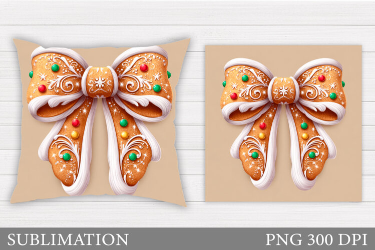 Christmas Bow Pillow Design. Christmas Pillow Sublimation example image 1