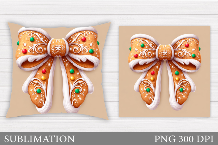 Christmas Bow Pillow Design. Christmas Pillow Sublimation