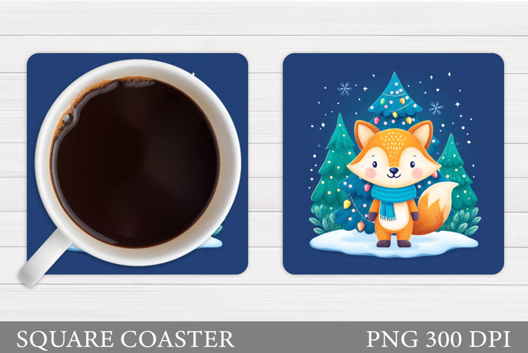 Christmas Fox Coaster. Christmas Coaster Sublimation