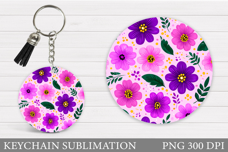Floral Keychain Design. Flowers Keychain Sublimation