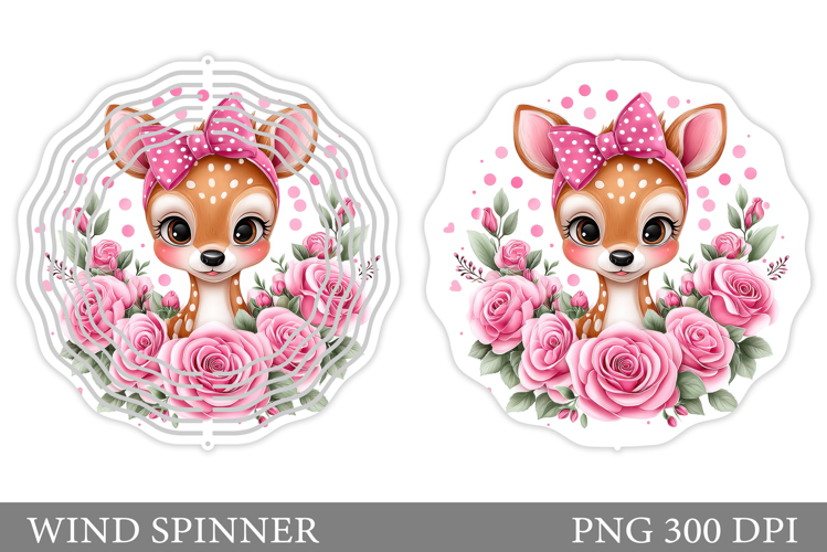 Cute Deer Wind Spinner. Deer Flowers Wind Spinner Design
