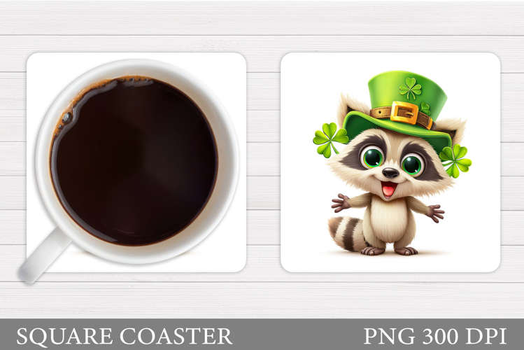 St Patrick Raccoon Coaster. St Patrick Coaster Sublimation