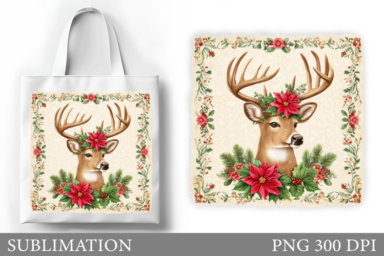 Reindeer Tote Bag Design. Christmas Tote Bag Sublimation