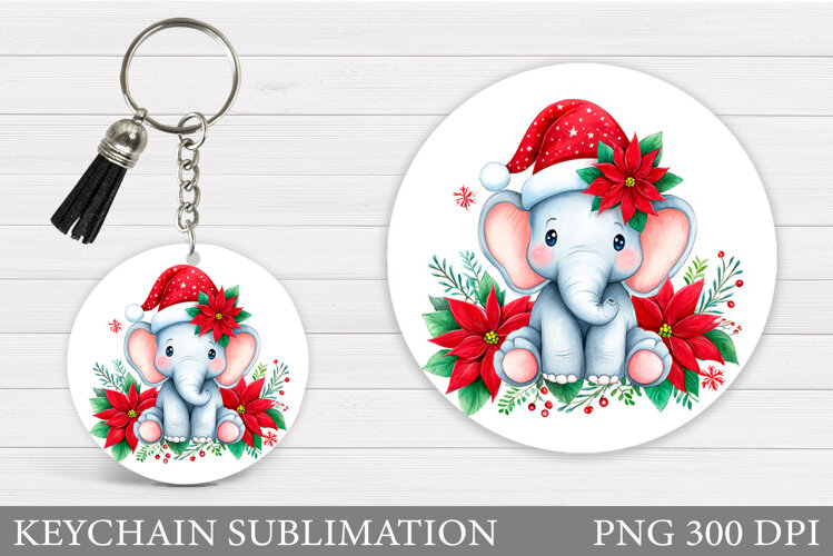 Christmas Elephant Keychain. Winter Elephant Keychain Design example image 1