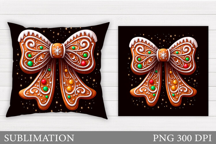 Christmas Bow Pillow Design. Christmas Pillow Sublimation example image 1