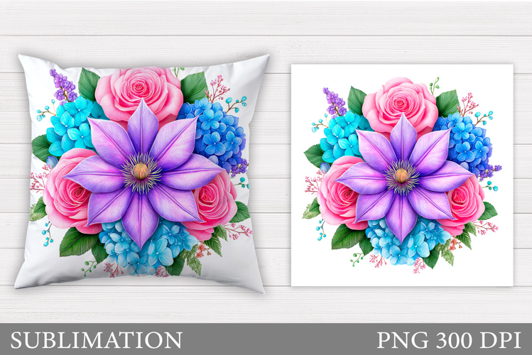 Floral Pillow Design. Flowers Sublimation