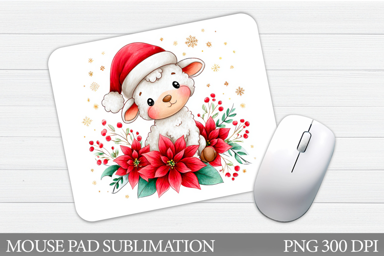 Cute Lamb Mouse Pad Design. Christmas Mouse Pad Sublimation