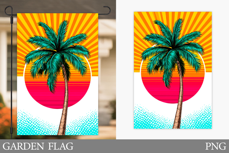 Palm Tree Garden Flag Design. Summer Garden Flag Sublimation