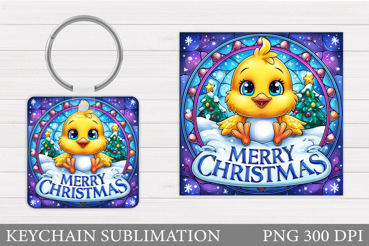 Christmas Chicken Keychain. Christmas Keychain Sublimation example image 1