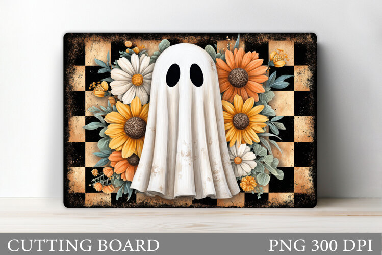 Ghost Cutting Board Sublimation. Halloween Cutting Board example image 1