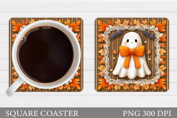 Cute Ghost Coaster Design. Cute Halloween Sublimation