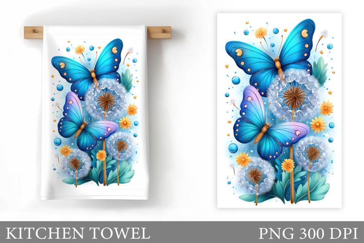 Butterflies Kitchen Towel. Flowers Kitchen Towel Design