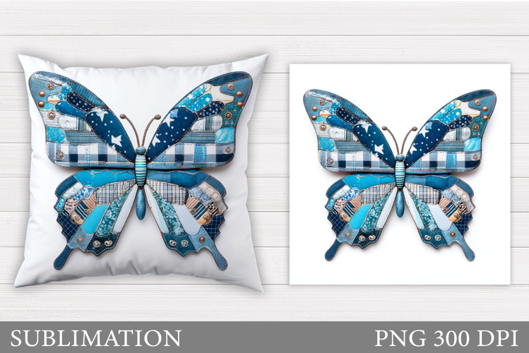Patchwork Butterfly Pillow Design. Butterfly Sublimation