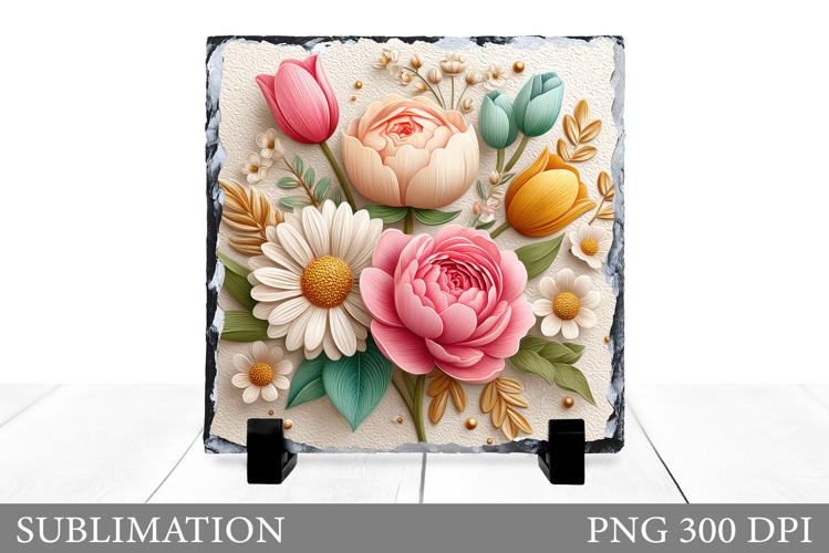 Flowers Slate Sublimation. Floral Sublimation