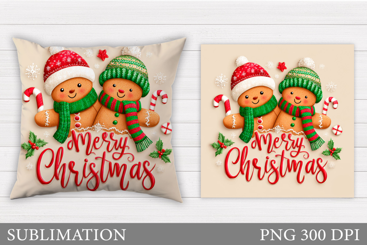 Gingerbread Pillow Design. Christmas Pillow Sublimation