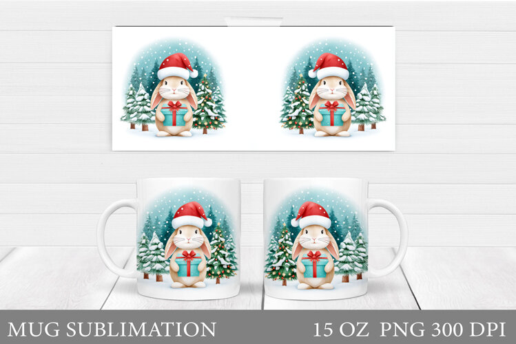 Christmas Bunny Mug Design. Christmas Mug Sublimation example image 1