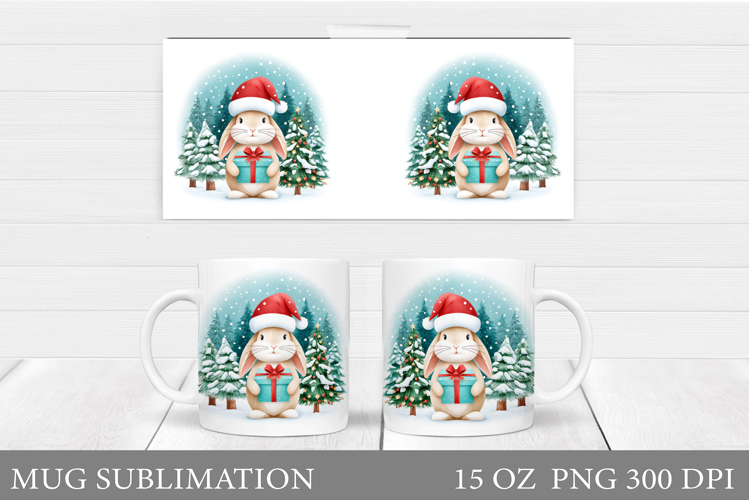 Christmas Bunny Mug Design. Christmas Mug Sublimation