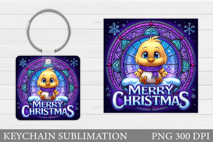 Christmas Chicken Keychain. Christmas Keychain Sublimation example image 1