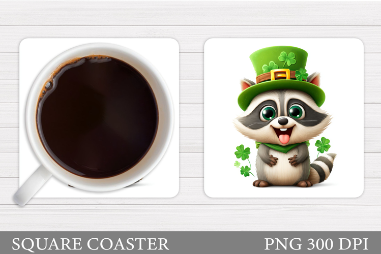 St Patrick Raccoon Coaster. St Patrick Coaster Sublimation