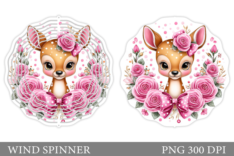Cute Deer Wind Spinner. Deer Flowers Wind Spinner Design