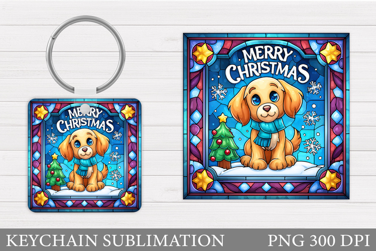 Christmas Dog Keychain. Christmas Keychain Sublimation