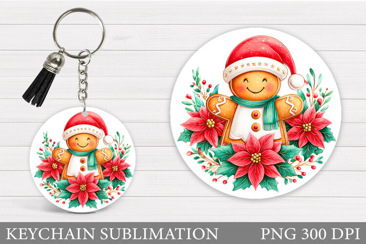 Cute Gingerbread Keychain. Christmas Keychain Sublimation example image 1