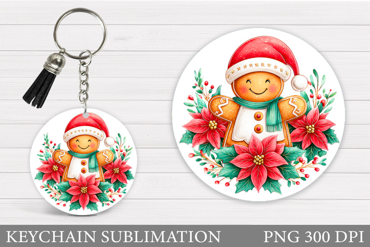 Cute Gingerbread Keychain. Christmas Keychain Sublimation