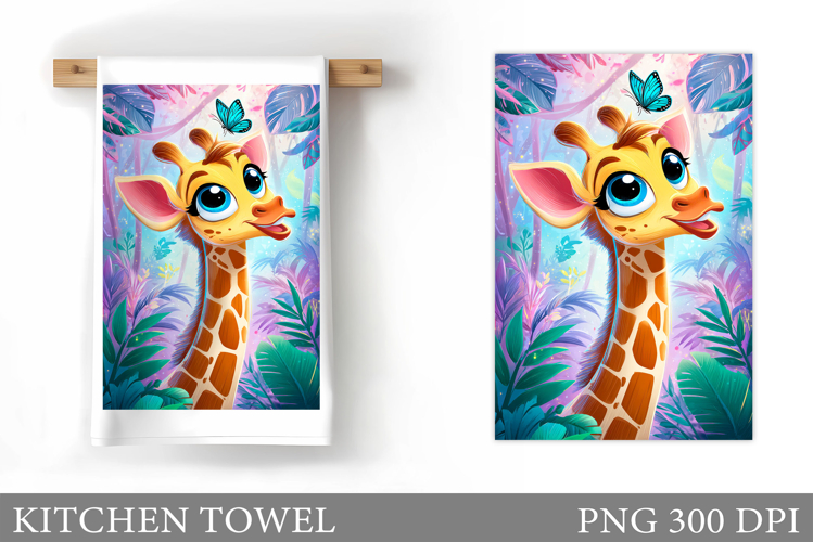 Cute Giraffe Kitchen Towel Design. Giraffe Sublimation