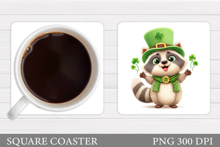 St Patrick Raccoon Coaster. St Patrick Coaster Sublimation