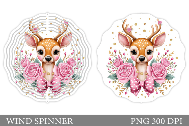 Cute Deer Wind Spinner. Deer Flowers Wind Spinner Design