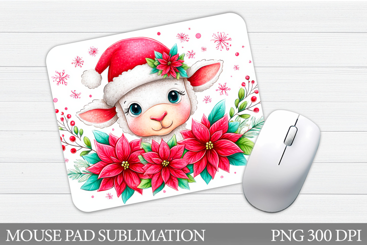 Cute Lamb Mouse Pad Design. Christmas Mouse Pad Sublimation