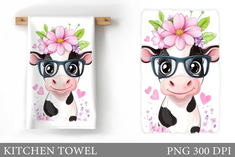 Cute Cow Kitchen Towel. Cow Summer Kitchen Towel Design