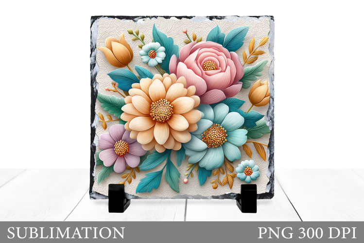 Flowers Slate Sublimation. Floral Sublimation