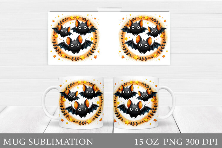 Halloween Mug Sublimation. Halloween Bat Mug Design example image 1