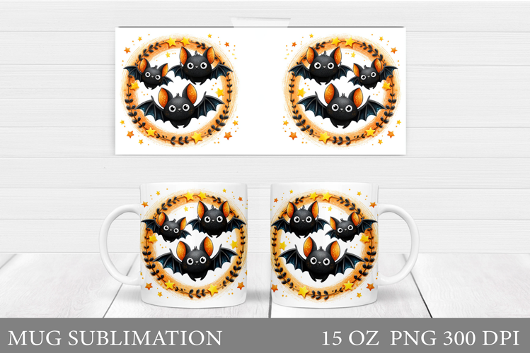 Halloween Mug Sublimation. Halloween Bat Mug Design