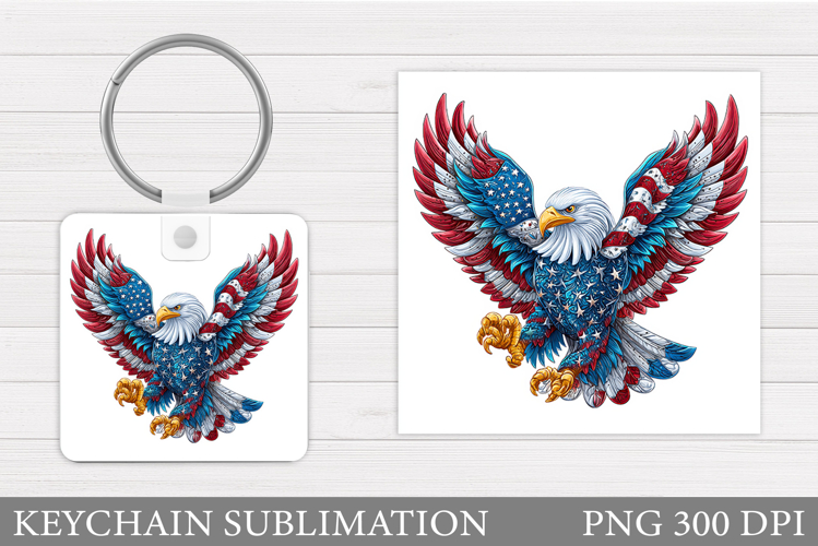 Patriotic Eagle Keychain. Patriotic Keychain Sublimation