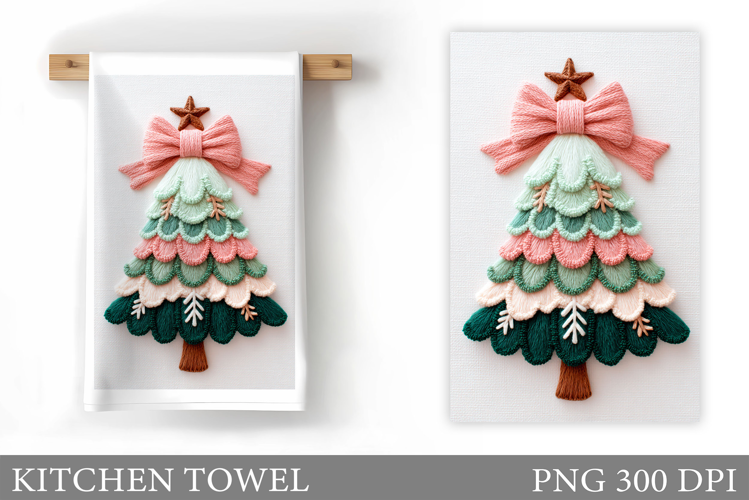 Crochet Christmas Tree Kitchen Towel Sublimation