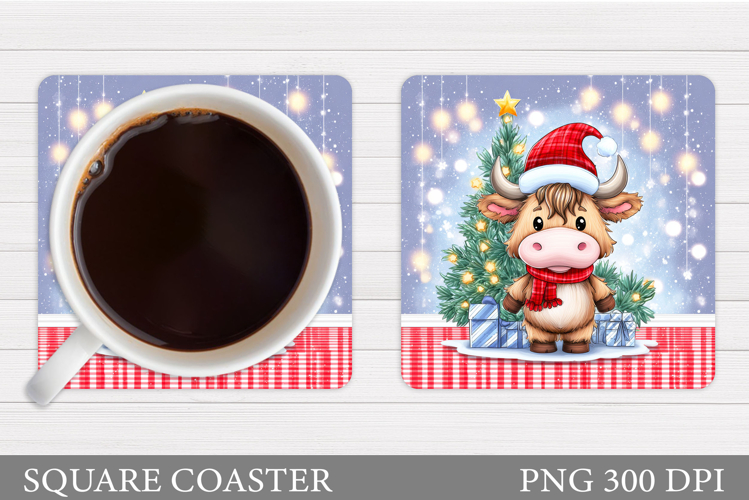 Christmas Cow Coaster. Christmas Coaster Sublimation