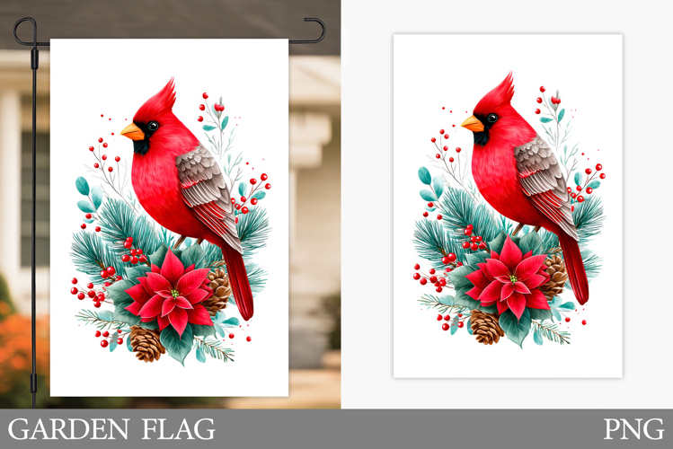 Christmas Cardinal Garden Flag. Christmas Garden Flag Design