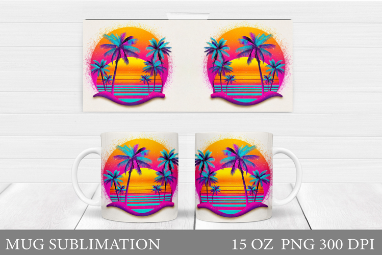 Palm Tree Mug Sublimation. Summer Mug Wrap Design