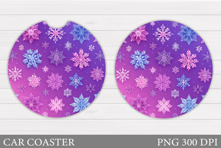 Snowflakes Car Coaster Design. Snowflakes Round Coaster