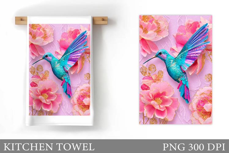 Hummingbird Kitchen Towel. Hummingbird Sublimation