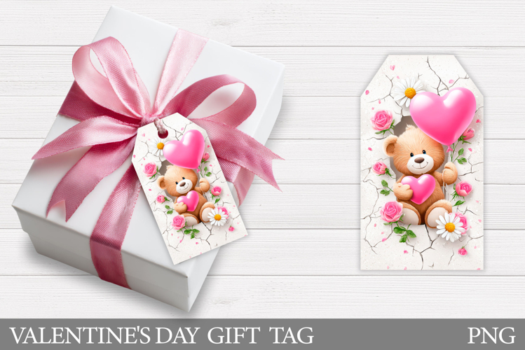 Valentines Bear Gift Tag. Valentine Gift Tag Printable