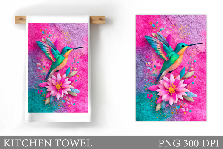Hummingbird Kitchen Towel. Hummingbird Sublimation