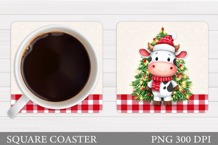 Christmas Cow Coaster. Christmas Cow Coaster Sublimation