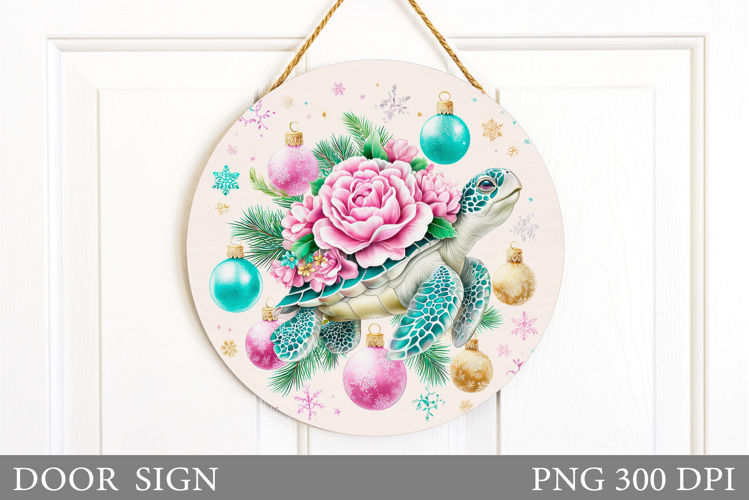 Christmas Turtle Door Sign. Christmas Door Sign Sublimation