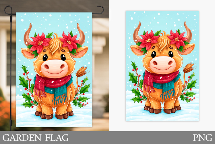 Christmas Cow Garden Flag. Christmas Garden Flag Design