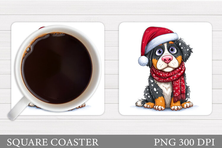 Christmas Dog Coaster. Christmas Coaster Sublimation example image 1