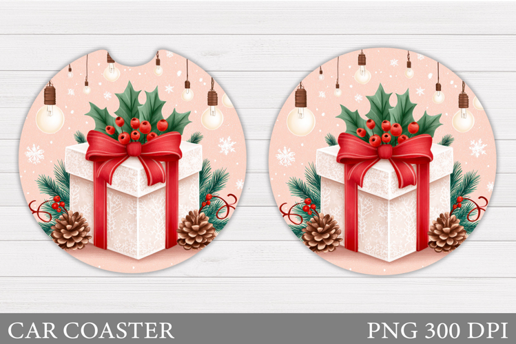 Christmas Car Coaster Design. Christmas Round Coaster
